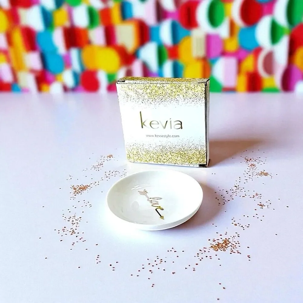 Kevia Style Love Jewelry Dish 4 Inch Ceramic Trinket Plate New In Box